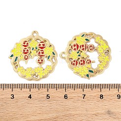 ラックメッキ合金ペンダント  エナメル  カドミウムフリー＆ニッケルフリー＆鉛フリー  ゴールドカラー  花のチャーム  きいろ  30x28x1.3mm  穴：1.8mm&nbsp;FIND-M020-06G-02