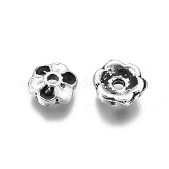 Antique Silver Plated Alloy Enamel Bead Caps&nbsp;LS-ENAM-J189-07AS-02