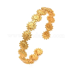 Sun 304 Stainless Steel Link Open Cuff Bangles for Women&nbsp;BJEW-A150-01G