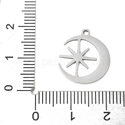 ステンレスペンダント201個  月と星のチャーム  ステンレス鋼色  17x15x1mm  穴：1.4mm&nbsp;STAS-V005-01P