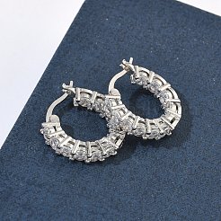 Brass Micro Pave Clear Cubic Zirconia Hoop Earrings&nbsp;EJEW-C181-02P