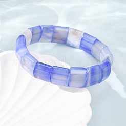 Square Natural Banded Agate(Dyed & Heated) Beaded Stretch Bracelets for Women Men&nbsp;GG-CBA9ACE-B14
