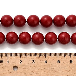 シェルパールビーズ連売り  グレードA  洗練された  ラウンド  ファイヤーブリック  10.5mm  穴：0.8mm  約36個/連  15.59''（39.6センチメートル）&nbsp;BSHE-XCP0001-38