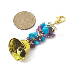 宝石チップと合金ちょう結び kcychain  鉄製のベルと合金のカニカン付き  75mm  3個/セット&nbsp;HJEW-JM01313