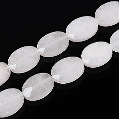 天然石クオーツクリスタルビーズ連売り  水晶  フラットオーバル  多面カット  18x13~13.5x5.5~6mm  穴：1.2mm  約11個/連  7.87インチ（20cm）&nbsp;G-S354-13x18-A10