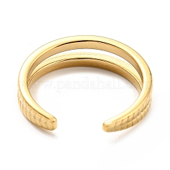 304ステンレススチールテクスチャーオープンカフリング女性用  14KGP本金メッキ  内径：18mm&nbsp;RJEW-C016-18G