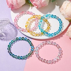 8mm Round Synthetic Moonstone Beaded Stretch Bracelets for Women&nbsp;BJEW-JB10481