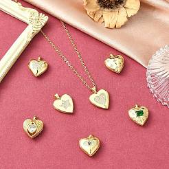7Pcs 7 Styles Brass Micro Pave Clear Cubic Zirconia Locket Pendants&nbsp;FIND-CJ0005-08