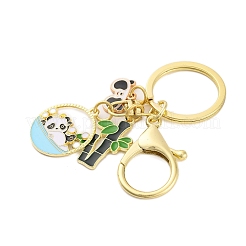 ラックメッキパンダ亜鉛合金エナメルペンダントキーホルダー  アイアンキーホルダーリング付き  ゴールドカラー  8.5cm  ペンダント：50x25x15mm&nbsp;KEYC-G064-01A