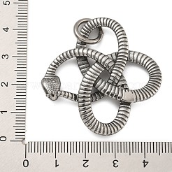 316サージカルステンレスペンダント  丸カン付き  スネークチャーム  アンティークシルバー  42x41.5x5.5mm  穴：7.5mm&nbsp;STAS-Z073-124AS-02