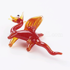 インテリアオーナメントパーツ  手作りランプワーク表示の装飾  ドラゴン  レッド  35~43x12~17x20~26mm&nbsp;LAMP-J084-52