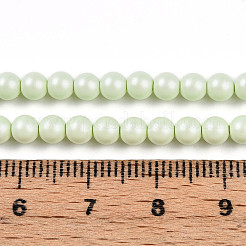 ベーキングペイントパール化ガラスパールビーズ連売り  ラウンド  アクアマリン  4mm  穴：0.6mm  約103~104個/連  15.75~15.94インチ（40~40.5cm）&nbsp;HY-N002-4mm-B02