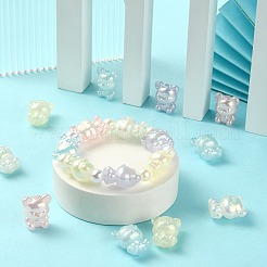 60 個 6 色 UV メッキレインボー虹色アクリルビーズ  クマ  ミックスカラー  21x17.3x13mm  穴：2.7mm  10個/カラー&nbsp;PACR-CJ0001-22