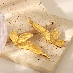 Fashionable 304 Stainless Steel Leaf Stud Earrings & Hair Bobby Pin Set for Women&nbsp;SH3836-1