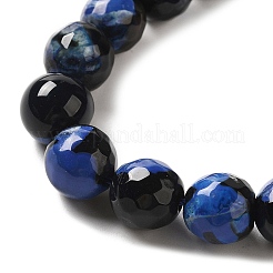ファイヤーアゲートクラックルビーズ連売り  染め＆加熱  多面カットラウンド  藤紫色  8mm  穴：1mm  約47個/連  14.57~14.84インチ（37~37.7cm）&nbsp;G-G079-A04-03