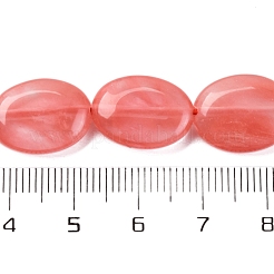 チェリークォーツガラスビーズ連売り  フラットオーバル  18x13x6mm  穴：1.2mm  約22個/連  15.55インチ（39.5cm）&nbsp;G-L605-F02-01