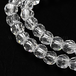 透明ガラスビーズ連売り  ファセット（32ファセット）  ラウンド  透明  4mm  穴：0.7mm  約87~93個/連  32~33cm&nbsp;EGLA-A035-T4mm-D19