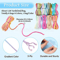 8 Bags 8 Colors 3-Ply Round Cotton Twisted Cord&nbsp;OCOR-TA0003-82B