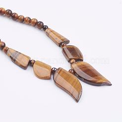 Natural Tiger Eye Beaded Necklaces&nbsp;NJEW-K083-04