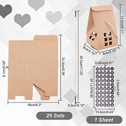 25 Sets Rectangle Foldable Creative Christmas Paper Gift Box with Window and 1 Polka Dot Paper Number Labels Sticker&nbsp;CON-PH0002-85A