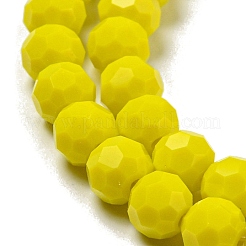 不透明ガラスビーズスタンド  ファセット（32ファセット）  ラウンド  きいろ  6mm  穴：1mm  約98個/連  20.47''（52センチメートル）&nbsp;EGLA-A035-P6mm-D04