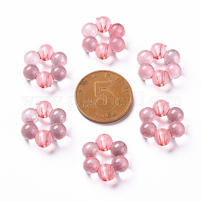 透明なアクリルビーズフレーム  花  鮭色  16.5x15.5x6mm  穴：2mm  約674個/500g&nbsp;TACR-S153-01A-52-1