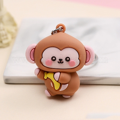 PVC 漫画キーホルダー  動物  サル  ペンダント：43x32mm&nbsp;PW-WGCAB08-03-1