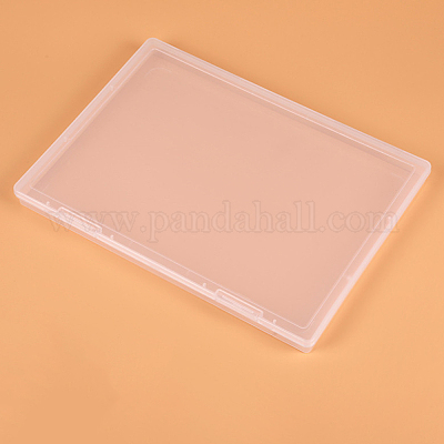 長方形ポリプロピレン（pp）ビーズ保管容器  ヒンジ付き蓋付き  長方形  透明  22.3x30.5x2.2cm&nbsp;CON-H021-01-1