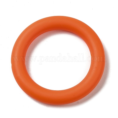シリコンビーズ  リング  ダークオレンジ  65x10mm  穴：3mm&nbsp;SIL-Z010-03A-1