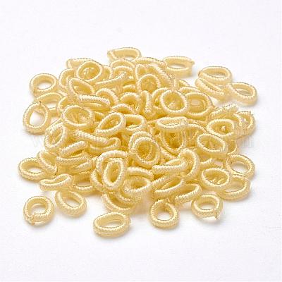 ポリエステルファブリックビーズ  リング  レモンシフォン  6x2mm  穴：3mm  約200個/袋&nbsp;WOVE-N003-43-1