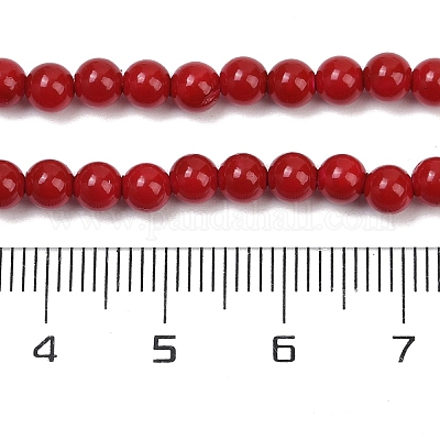 シェルパールビーズ連売り  ラウンド  レッド  4.5x4mm  穴：0.8mm  約98個/連  15.91''（40.4センチメートル）&nbsp;BSHE-K015-4mm-01-1