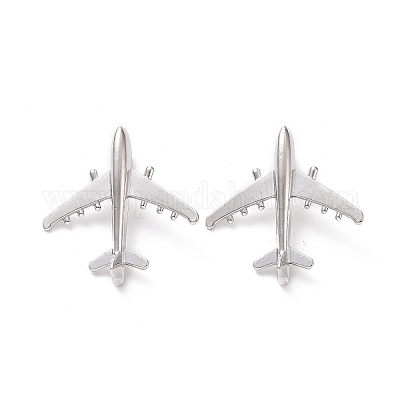 合金ペンダント 飛行機チャーム プラチナ 39x38x13mm 穴：7mmの通販