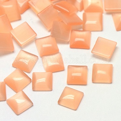 キャッツアイカボション  正方形  ビスク  6x6x2mm&nbsp;CE-J006-6x6mm-13-1