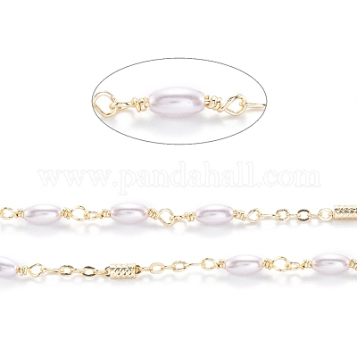 Handmade CCB Plastic Imitation Pearl Beaded Chains&nbsp;CHC-M021-29LG-1