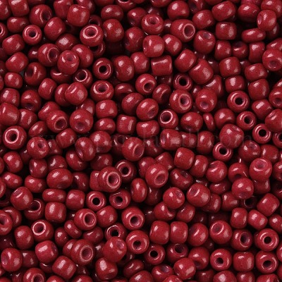 焼付塗装ガラスシードビーズ  暗赤色  8/0  3mm  穴：1mm  約10000個/袋&nbsp;SEED-S002-K14-1