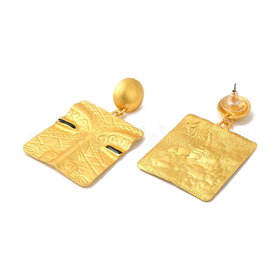 Alloy Square Dangle Stud Earrings&nbsp;EJEW-D080-01G-1