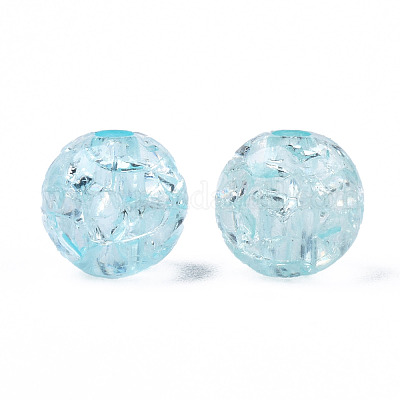 クリアクラックアクリルビーズ  ラウンド  空色  8x7mm  穴：1.8~2mm  約1745個/500g&nbsp;MACR-S373-66-N07-1