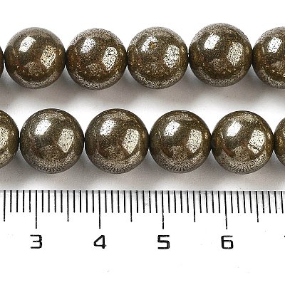 Natural Pyrite Round Beads Strands&nbsp;G-F197-10-10mm-1