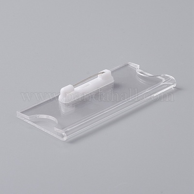 Transparent Acrylic Rectangle ID Card Sleeves Brooch Finding&nbsp;FIND-WH0108-54-1