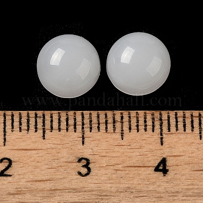 ガラスカボション  天然石風  半円  ホワイト  8x4mm&nbsp;GLAA-B017-07A-01-1