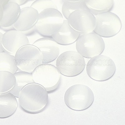 キャッツアイカボション  半円  ホワイト  8x3mm&nbsp;CE-J002-8mm-05-1