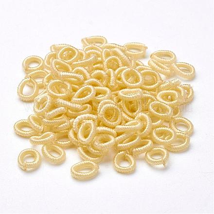 ポリエステルファブリックビーズ  リング  レモンシフォン  6x2mm  穴：3mm  約200個/袋&nbsp;WOVE-N003-43-1