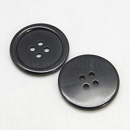 樹脂ボタン  染め  フラットラウンド  ブラック  28x3mm  穴：2mm  98個/袋&nbsp;RESI-D030-28mm-02-1