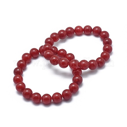 Natural Jade Bead Stretch Bracelets BJEW-K212-B-036-1