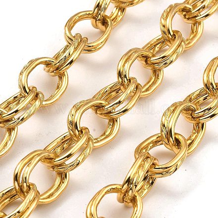 アルミアズキチェーン  溶接されていない  スプールで  ライトゴールド  22x16x2.5mm  約16.40フィート（5m）/ロール&nbsp;CHA-C002-12KCG-1