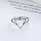 925 Sterling Silver Adjustable Finger Rings, Antique Silver, Heart, Inner Diameter: 16~19mm