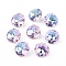 Pointed Back & Back Plated Glass Rhinestone Cabochons, Grade A, Faceted, Flat Round, Vitrail Light, 10x5mm