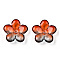 Two Tone Transparent Normal Glass Beads, Flower, FireBrick, 21x21.5x7mm, Hole: 1.8mm