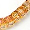 Electorplated Glass Beads, Rainbow Plated, Faceted, Cube, Light Khaki, 7x7x7mm, Hole: 1mm