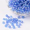 Transparent Rainbow Colours Round Glass Seed Beads, Cornflower Blue, 6/0, 4mm, Hole:1.5mm, about 495pcs/50g